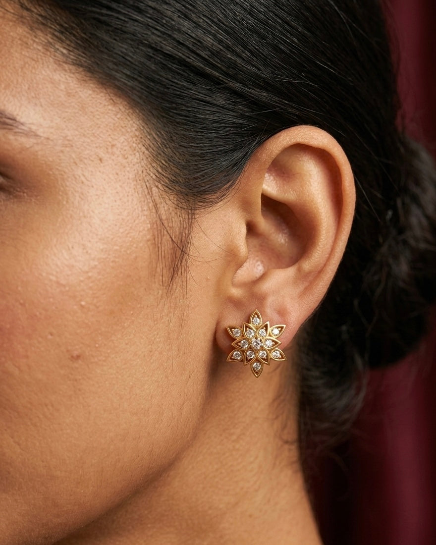 Ahsas Gold-Plated Flower Eartops