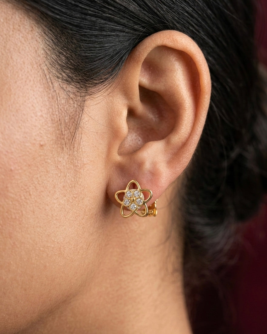 Ahsas Gold-Plated Flower Earrings with Open Petals