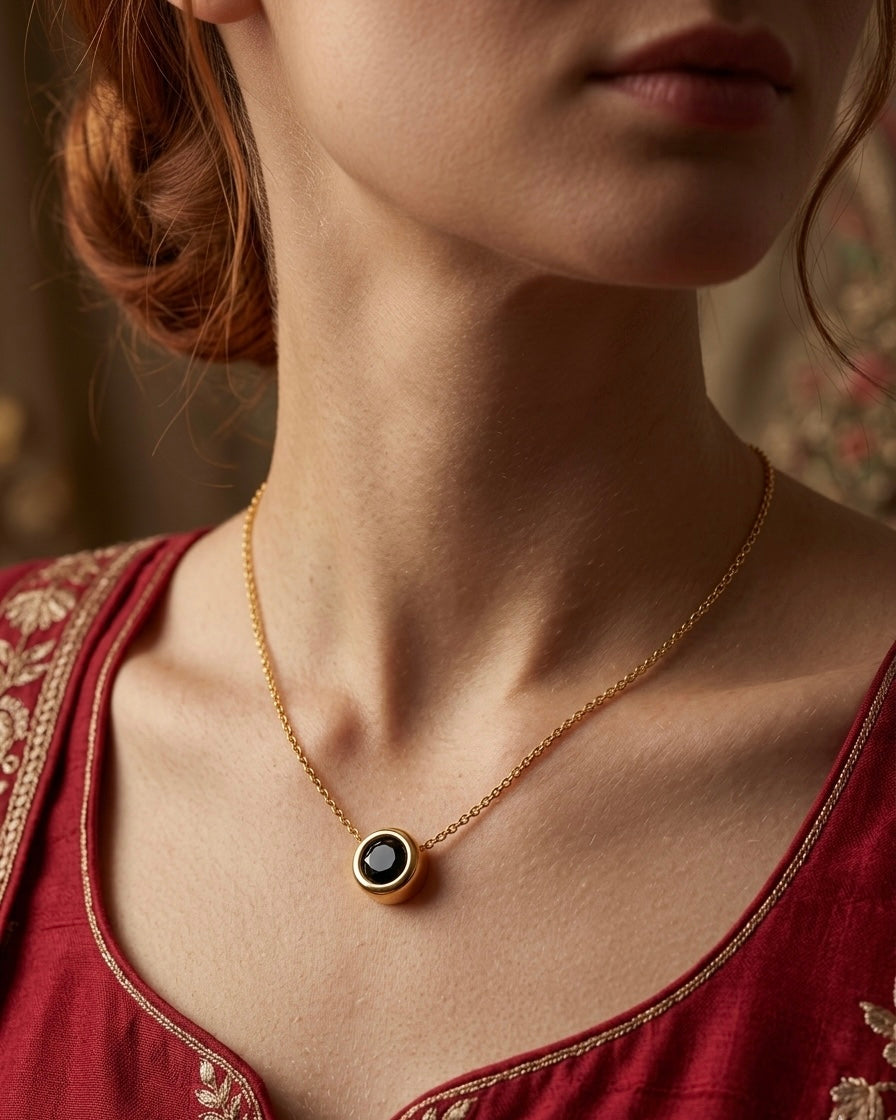 Ahsas Black Onyx Circle Necklace