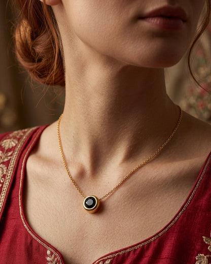 Ahsas Black Onyx Circle Necklace