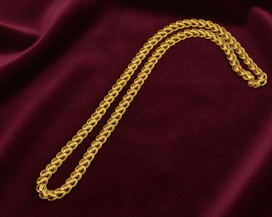 Men's Gold Plated Lotus Chain Necklace - Classic Twisted Design