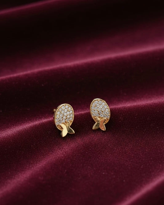 Ahsas Pavé Earrings with Butterfly Accent