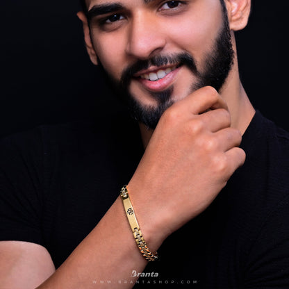 Shiny Om Loose Gold Bracelet For Men (8 Inch)