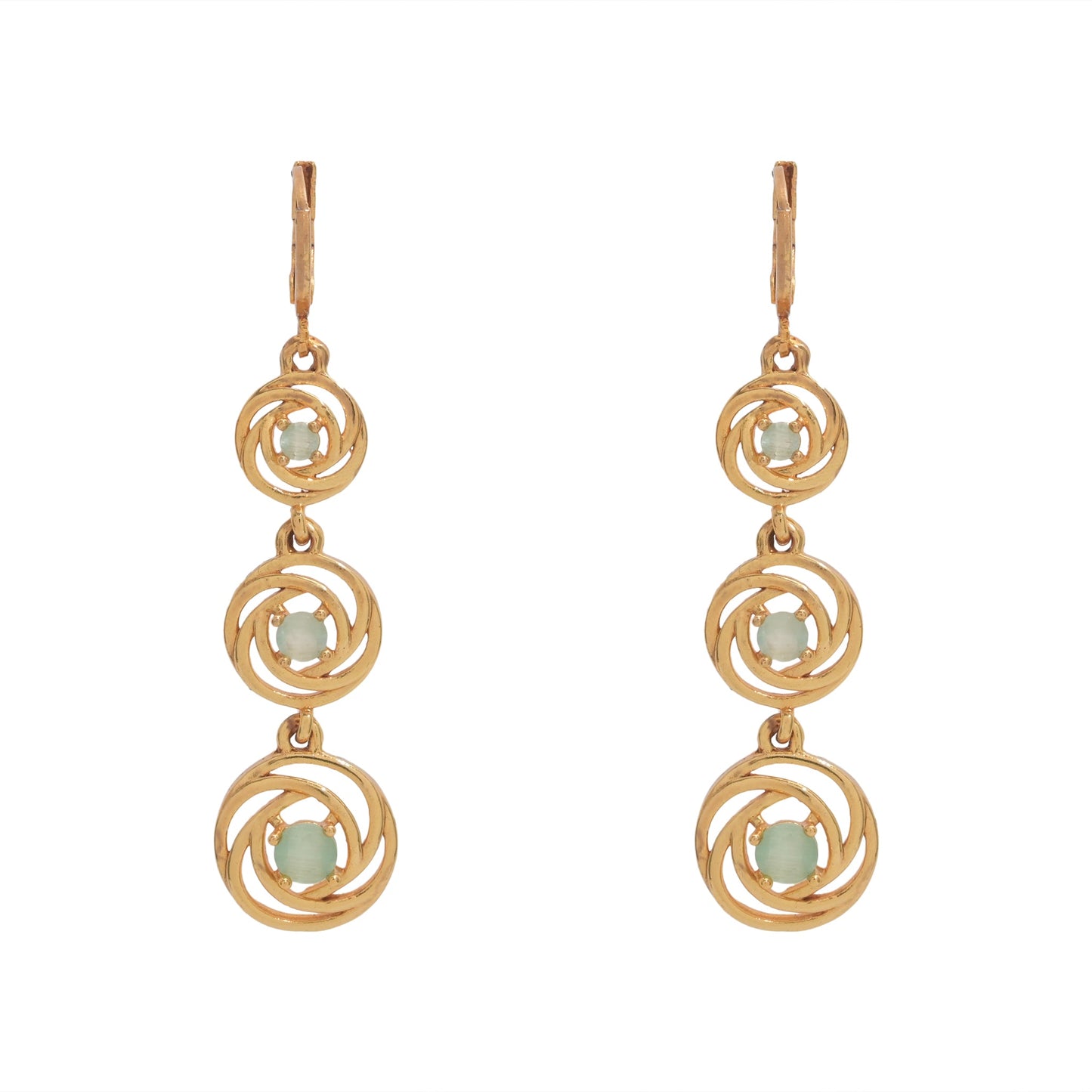 Perfect Circle Light Green Damond Earrings For Women