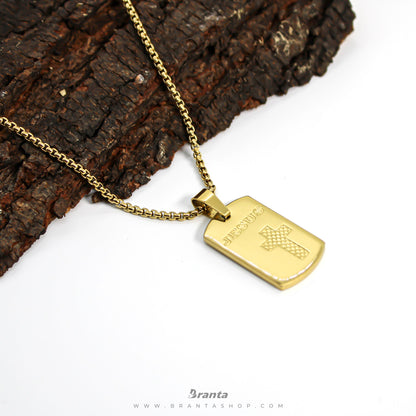 Graceful Jesus Cross Charm Gold Plated Pendant Chain Necklace (23 Inch)