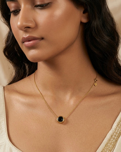 Ahsas Black Onyx Circle Necklace