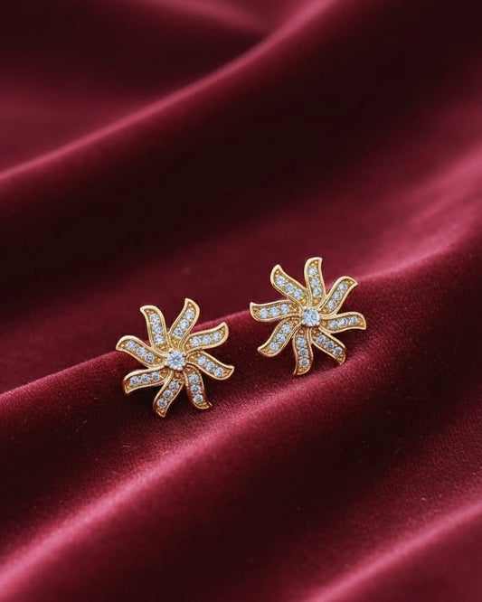 Ahsas Gold-Plated Pinwheel Pavé Earrings