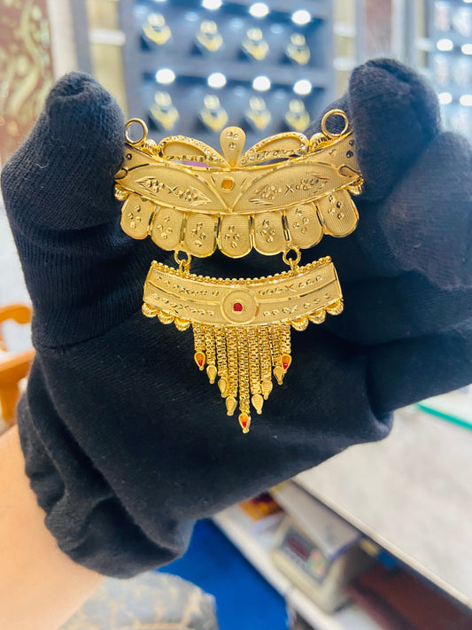 22KT Gold Plated Two-Tier Layered Mangalsutra Pendant with Tassel Drops