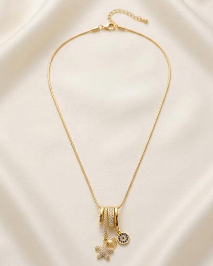 Ahsas Starfish & Evil Eye Charm Necklace