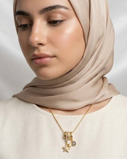 Ahsas Starfish & Evil Eye Charm Necklace