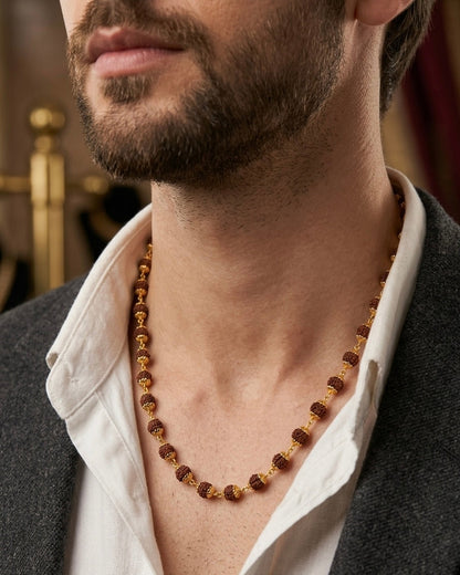 22KT Gold Plated Rudraksha Mala Chain