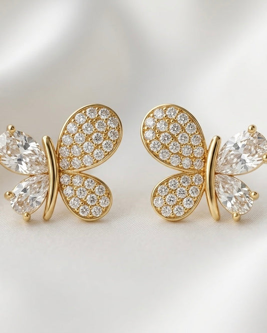Crystal Pavé & Pear-Cut Butterfly Stud Earrings
