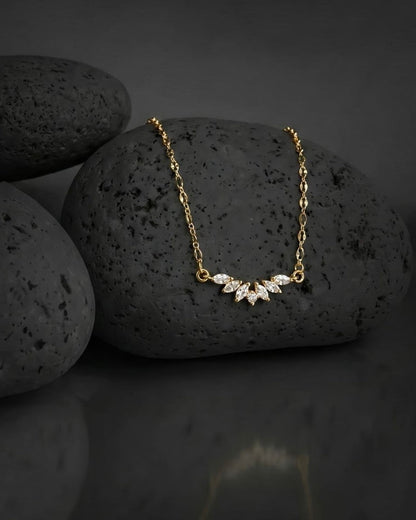 Marquise Crystal Leaf Cluster Pendant - Rose Gold-Plated Mangalsutra