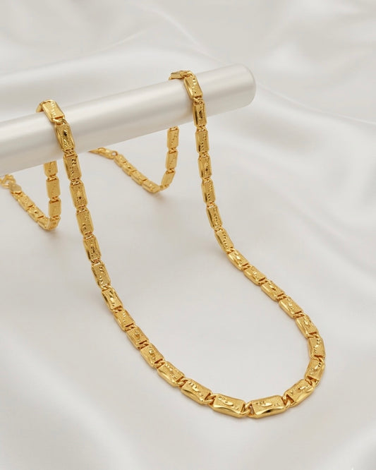 Men's Nawabi/Biscuit Chain - Gold Plated