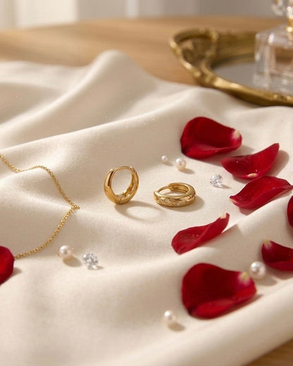 Chunky Hoop Earrings - Gold Plated Wide Band Design