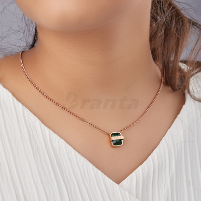 Love Green Emerald Pendant Rose Gold  Necklace For Girls