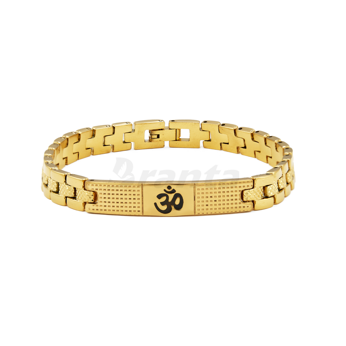 Om Loose Gold Bracelet For Men With Dotted Pattern (8 Inch)