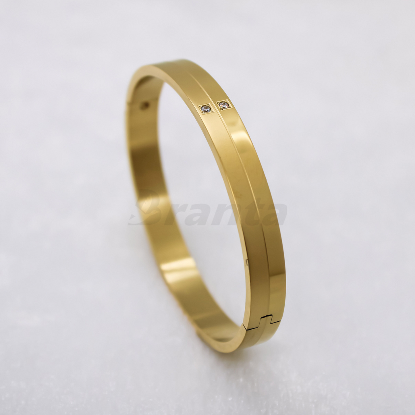 Matte Shiny Bracelet For Men With Two Diamonds