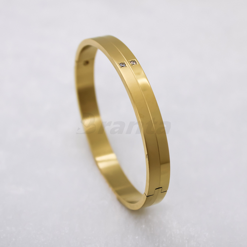 Matte Shiny Bracelet For Men With Two Diamonds