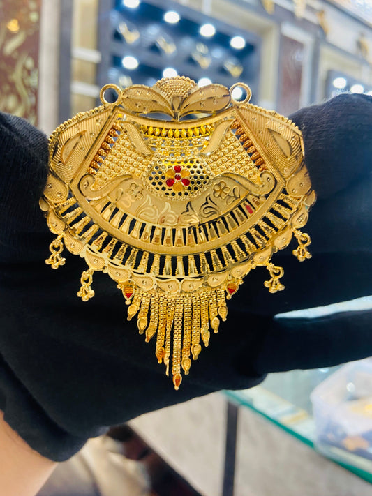 22KT Gold Plated Fan-Shaped Bridal Mangalsutra Pendant