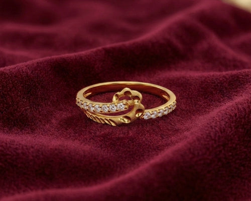 Peacock Ring - Gold Plated Bird Design with Crystal Pavé and Feather Detail