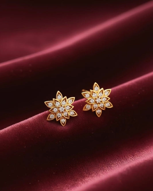 Ahsas Gold-Plated Flower Eartops