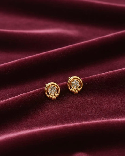Ahsas Gold-Plated Circular Earrings with Bow Accent