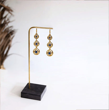 Perfect Circle Blue Diamond Earrings For Women
