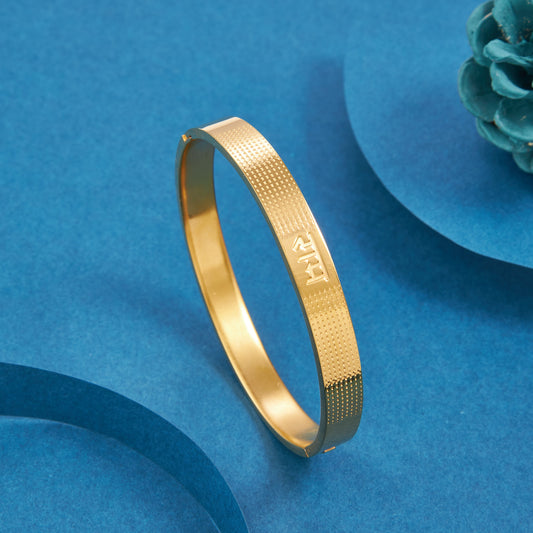 Ram Dotted Design Gold Bracelet For Men ( 7 Inch )