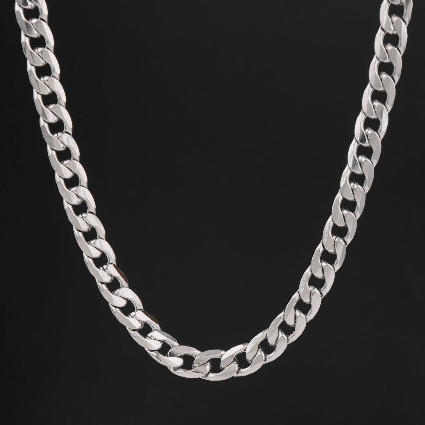 Silver Stainless Steel Curb Chain & Bracelet Combo For Men