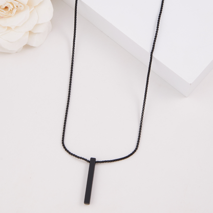 Black Bar Pendant Chain Necklace For Men