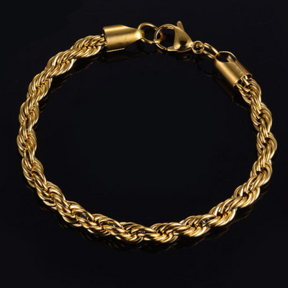 Gold-Plated Rope Chain & Bracelet Combo For Men