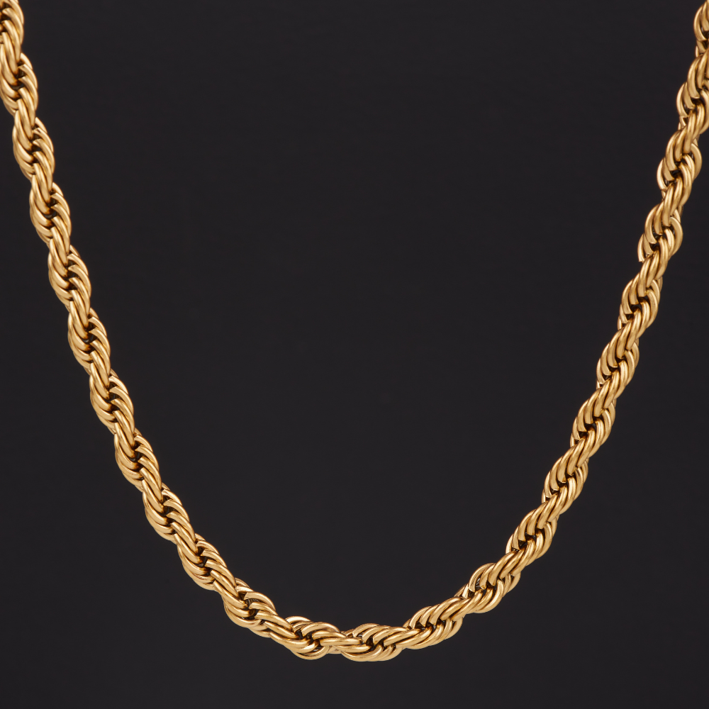 Gold-Plated Rope Chain & Bracelet Combo For Men