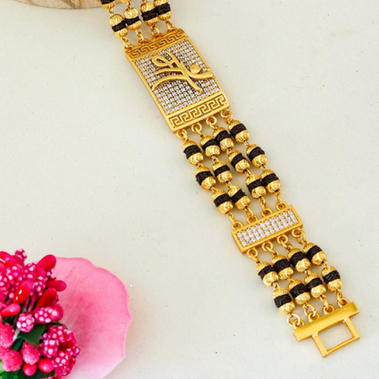 4 Line Maa Rudraksha Diamond Bracelet For Men