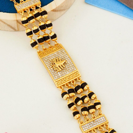 4 Line Mahakal Rudraksha Diamond Bracelet For Men