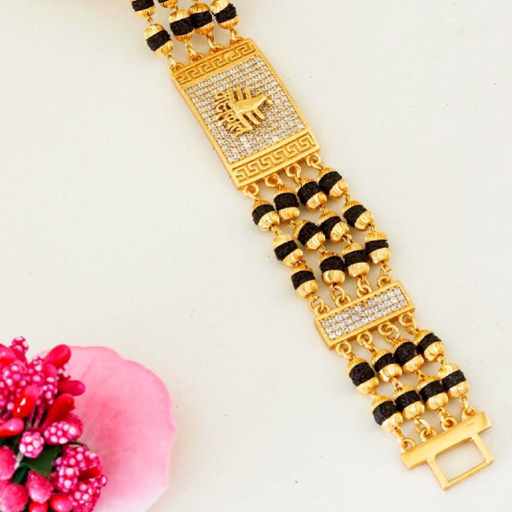 4 Line Mahakal Rudraksha Diamond Bracelet For Men