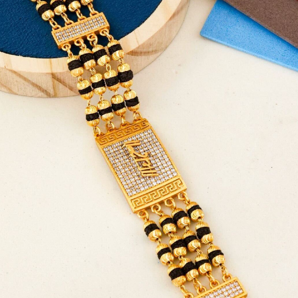 4 Line Ram Rudraksha Diamonds Bracelet For Men