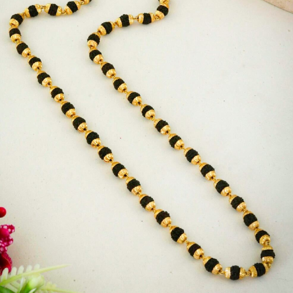 Gold - Plated Rudraksha Mala For Men - 5 MM