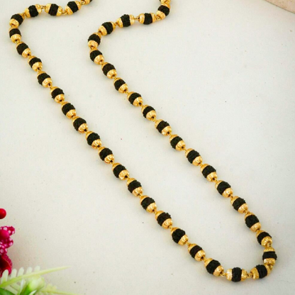 Gold - Plated Rudraksha Mala For Men - 5 MM