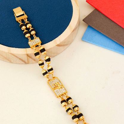 2 Line Maa Rudraksha Diamonds Bracelet For Men