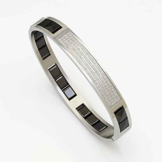 Premium Black Ceramic Diamond Bracelet For Men
