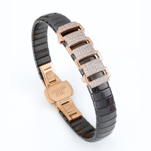 Eterna Diamond Ceramic Stainless Steel Bracelet For Men