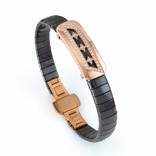 Men's Black Ceramic stainless Steel Arrow Design