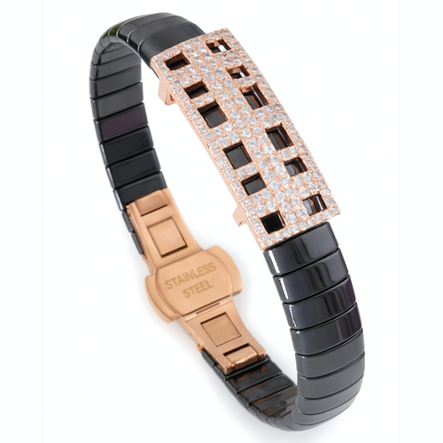 Grid Aura Luxe Ceramic Stainless Steel  Bracelet For Men