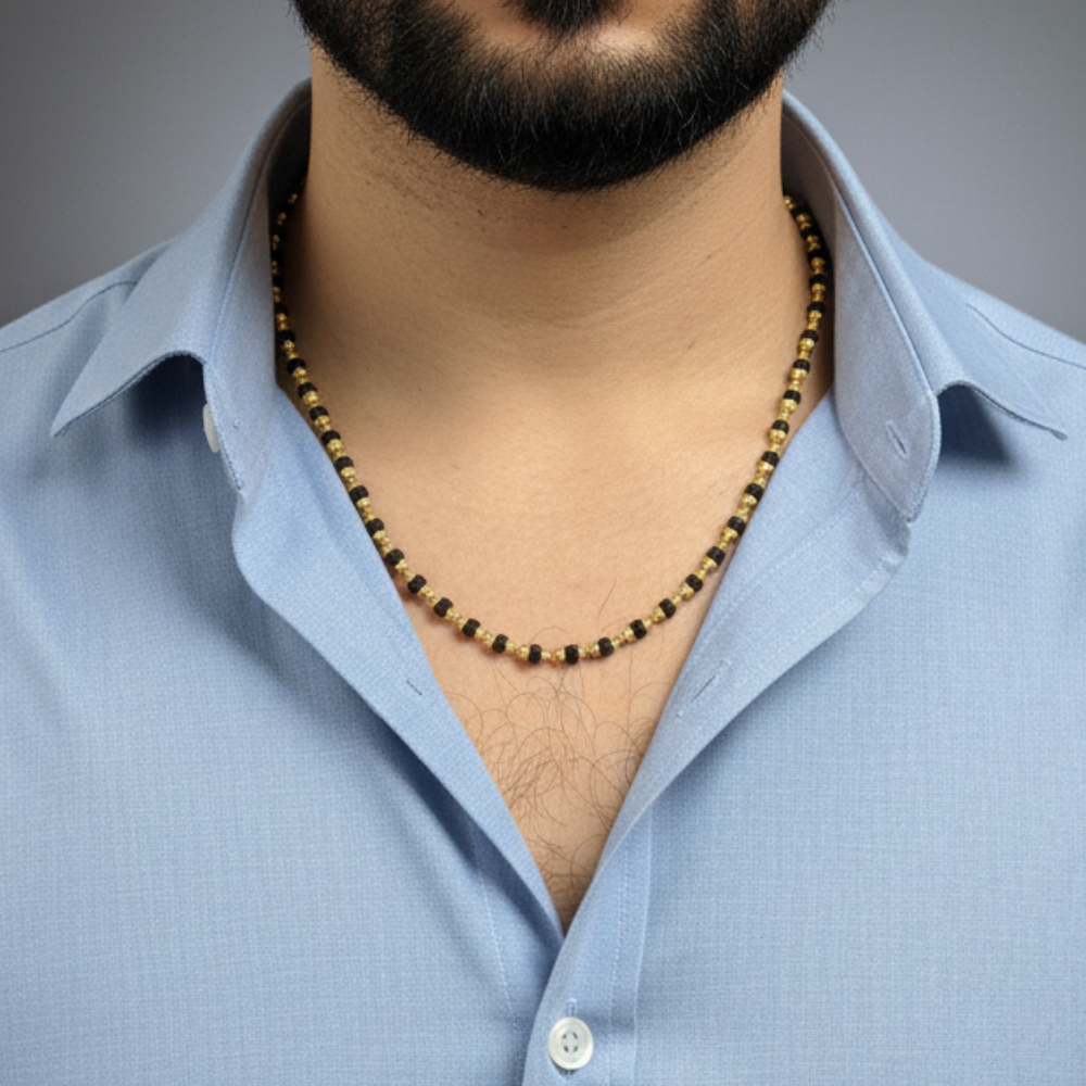 Gold - Plated Rudraksha Mala For Men - 5 MM