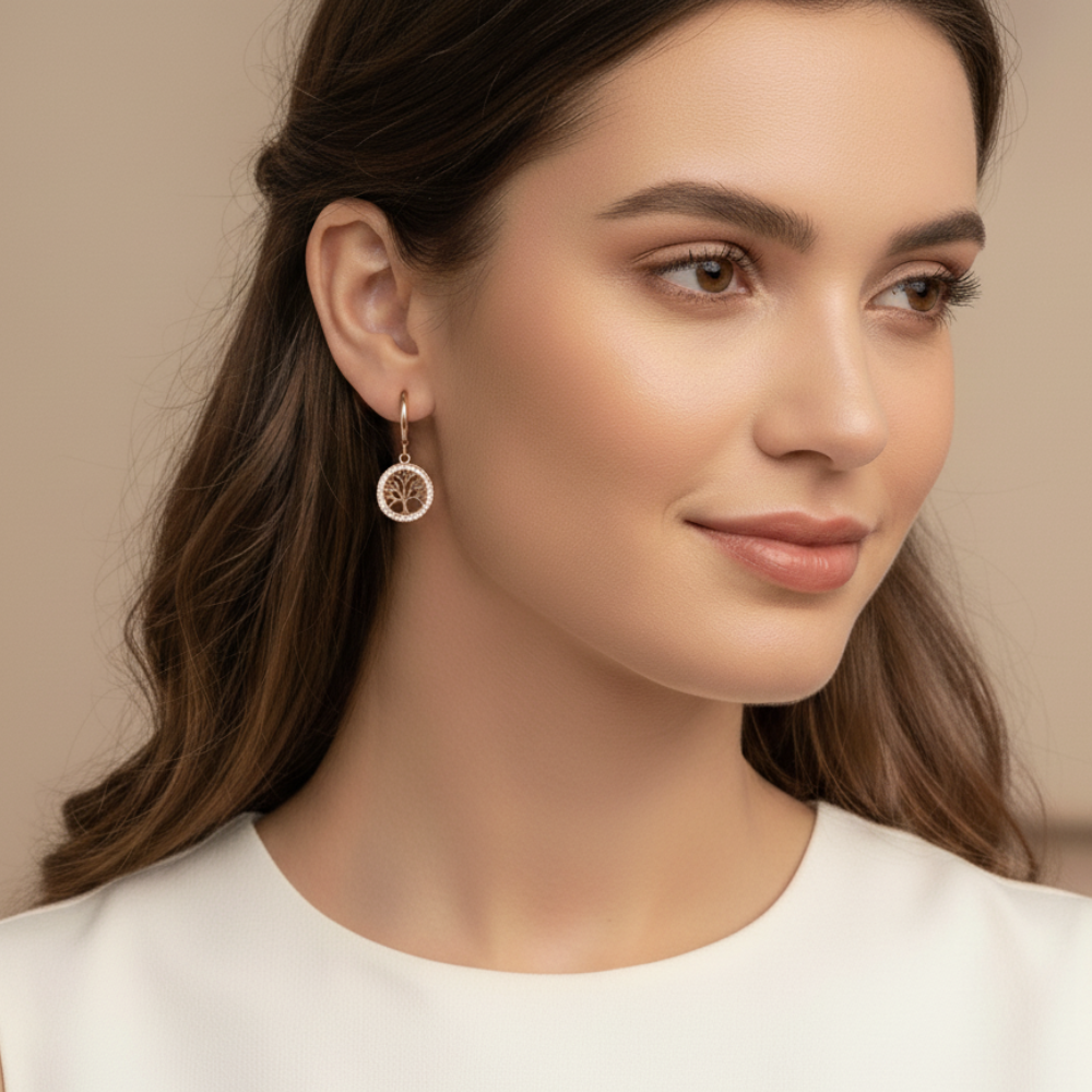 Life Tree Diamond Earrings For Women