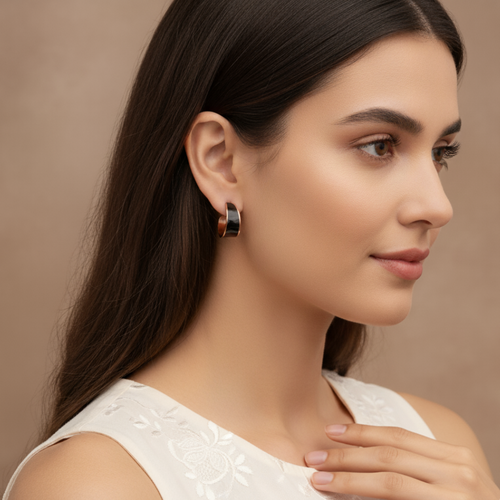 Black Trendy Stud Earrings