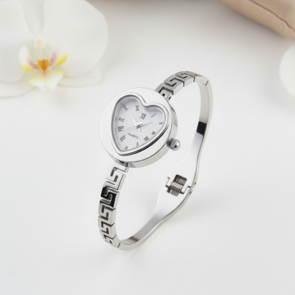 Heartora Stainless Steel Heart Dial Watch for Women