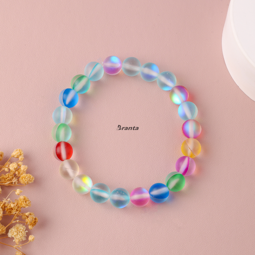 Matte Rainbow Aura Crystal Bracelet For Women