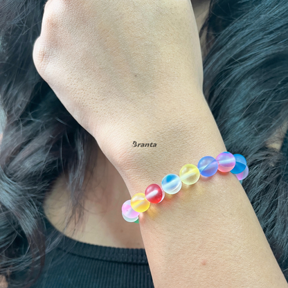 Matte Rainbow Aura Crystal Bracelet For Women